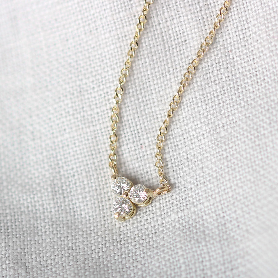 Single TRIO Diamond Yellow Gold Necklace