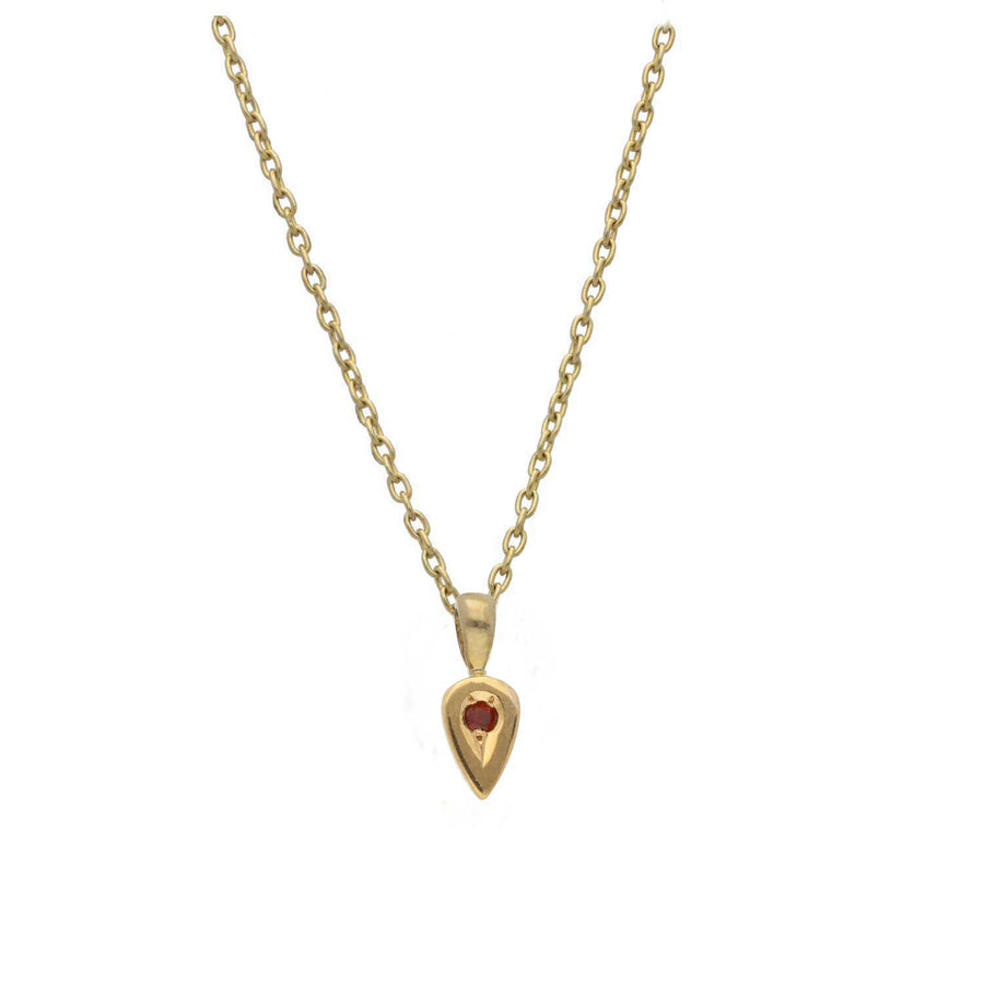 EC One Garnet set Gold Little Leaf Necklace
