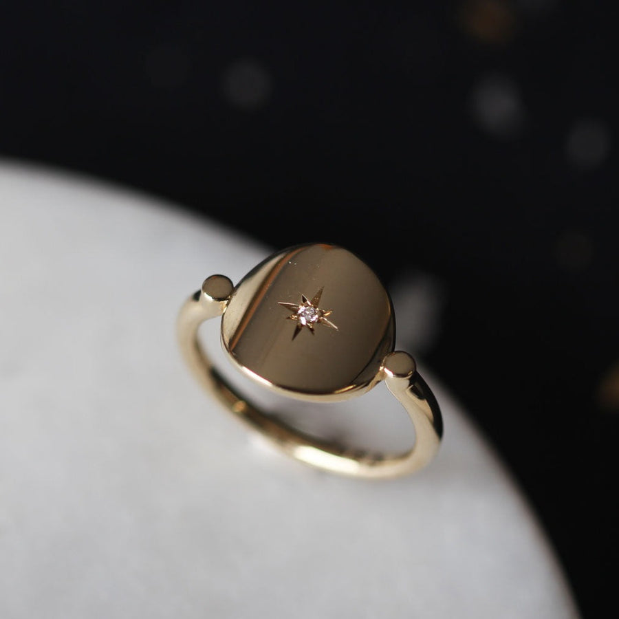 EC One Gold Roman ring with star-set diamond