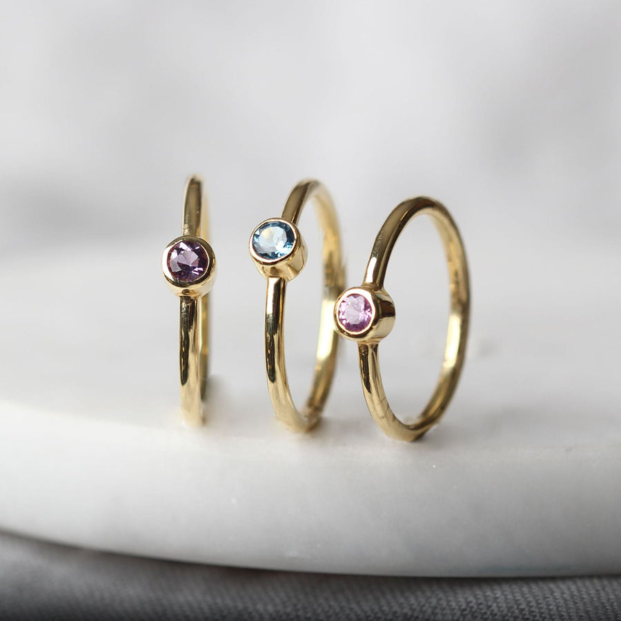 EC One "Jane" Mini Solitaire Amethyst Gold Ring
