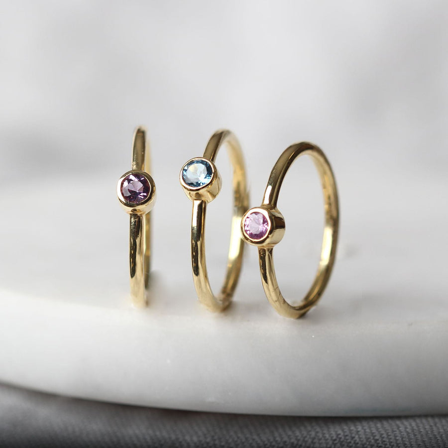 EC One "Jane" Mini Solitaire Pink Sapphire Gold Ring