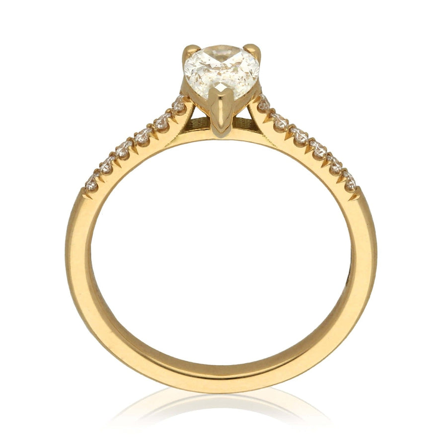 EC One NANCY Pear-shaped Diamond Solitaire Ring with Diamond Shoulders