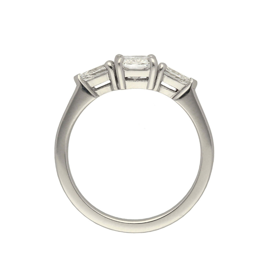 EC One PHOEBE Radiant Diamond Trilogy Engagement Ring in recycled platinum made in our London B Corp workshop