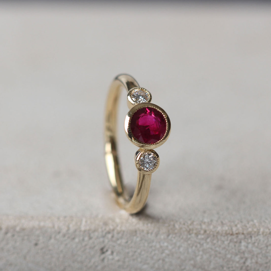 NINA Milgrain Ruby Diamond Engagement Ring