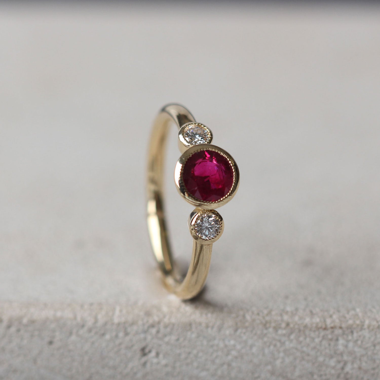 NINA Milgrain Ruby Diamond Engagement Ring