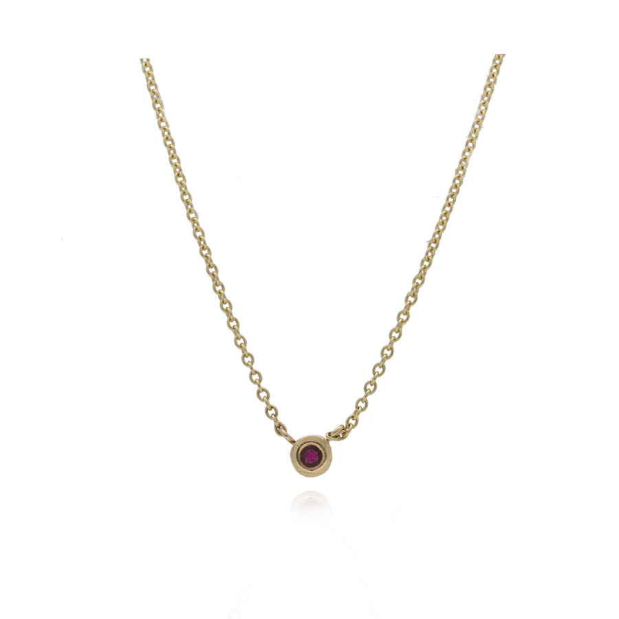 EC One Little ruby Pendant recycled Yellow Gold made in our B corp London workshop