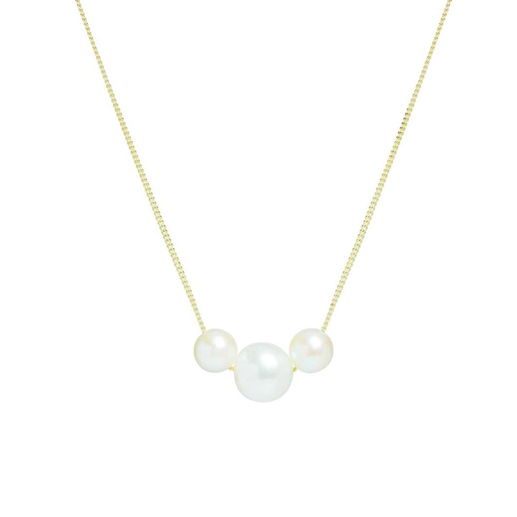 EC One trio white pearl necklace on 9cy yellow gold