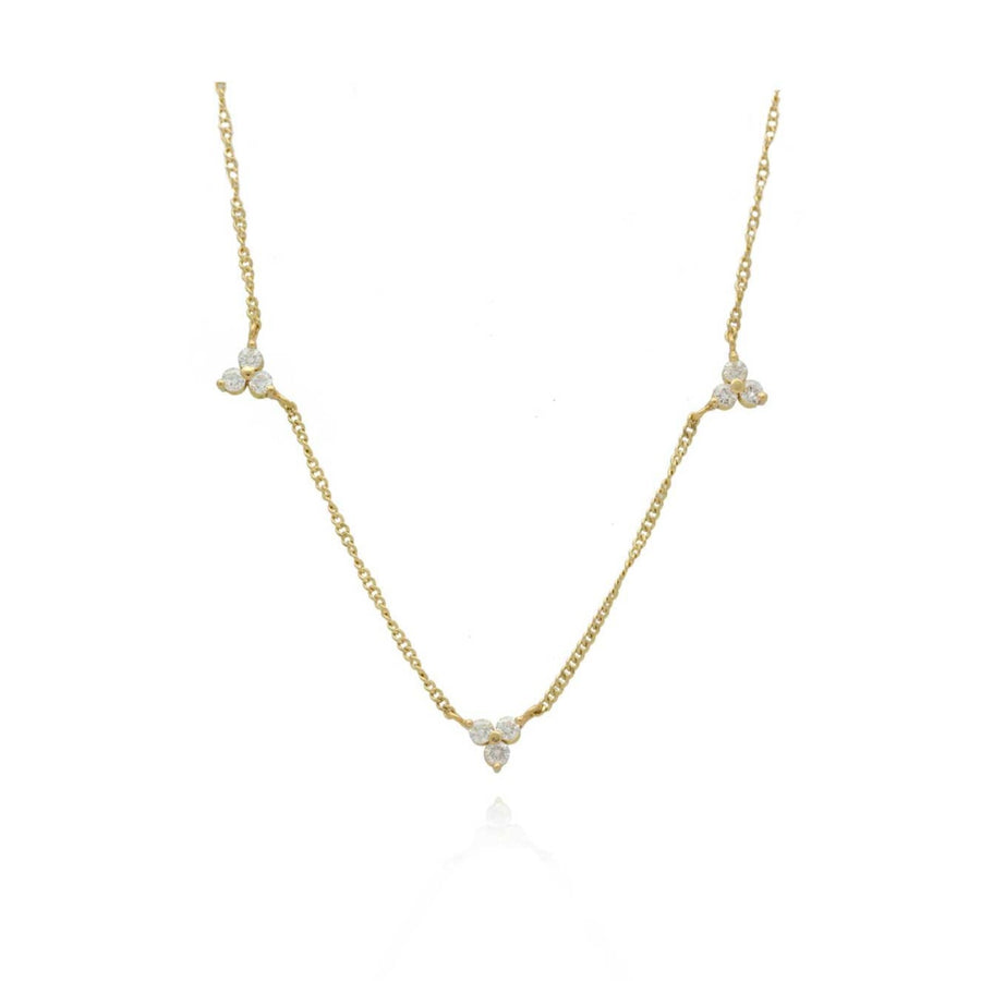 EC One triple Mini trio diamond necklace in recycled 18ct yellow gold made in our B Corp London workshop