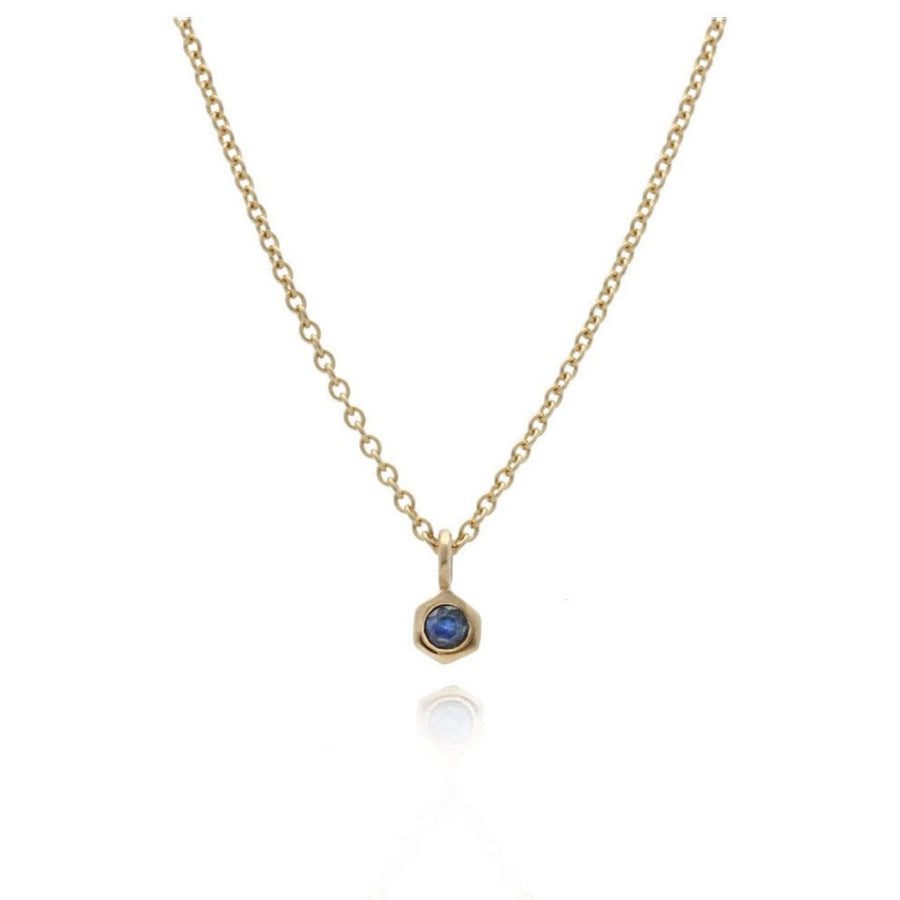 Ellie Air CUT gold and Blue Sapphire Necklace at EC One London
