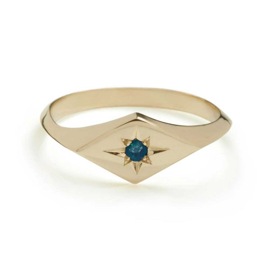 EC One Ellie Air Recycled gold kite ring blue sapphire