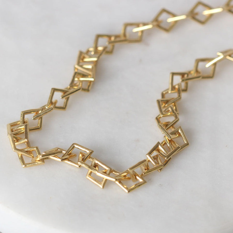 Everyday Curve Diamond Chain Necklace Gold Plated at EC One London