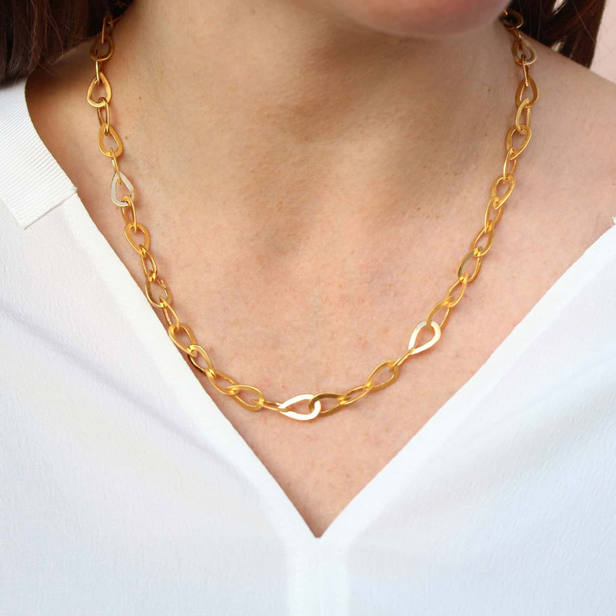 Linear Pear Chain Necklace Gold Plated by Everyday at EC One London