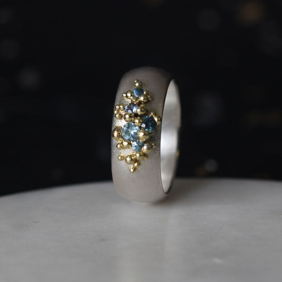 Hannah Bedford White Shore Ring with Sapphires and Aquamarines at EC One London