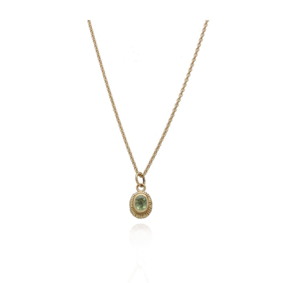 Helene Turbe crazy beads collar and green sapphire necklaces in recycled 9ct gold at EC One London