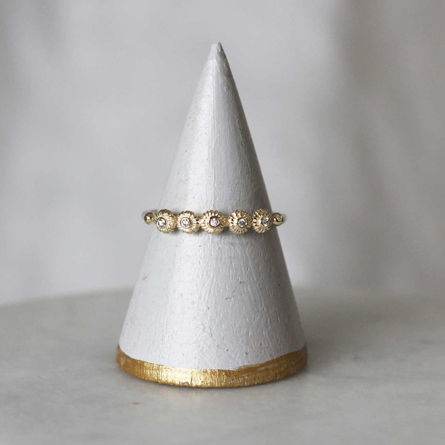 Helene Turbe 5 diamond rose ring in recycled 9ct gold at EC One London