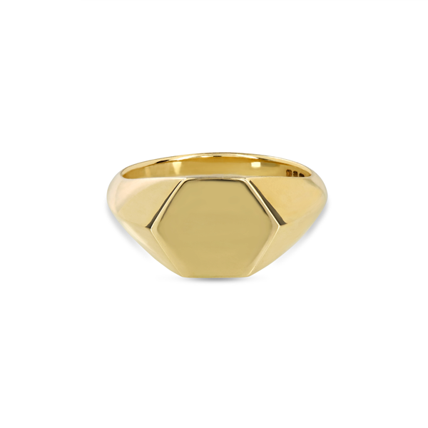 EC One Hexagonal recycled Gold Signet Ring