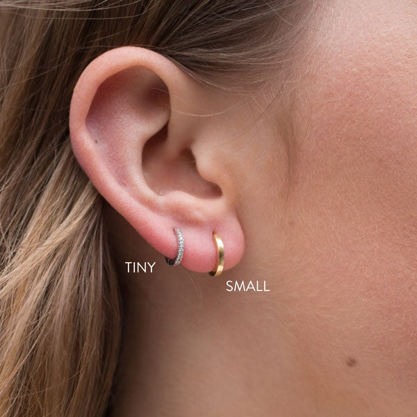 Small Diamond White Gold Hoop Earrings