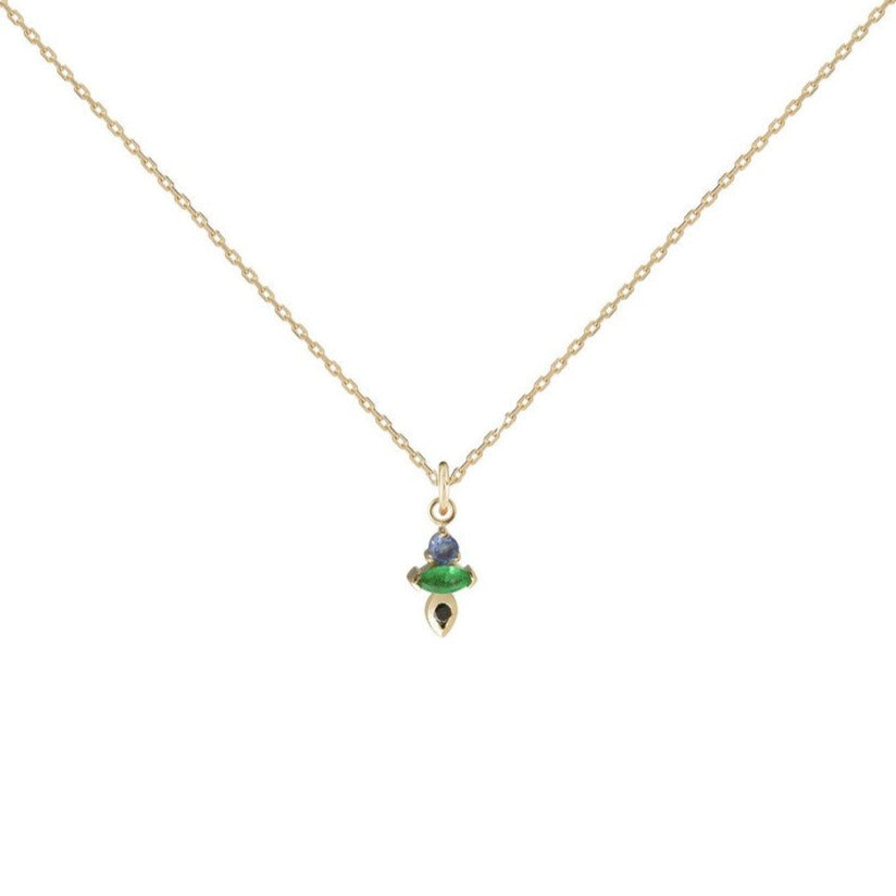 Metier AM-PM Tri Necklace with Emerald, Black Diamond, Tanzanite at EC One London