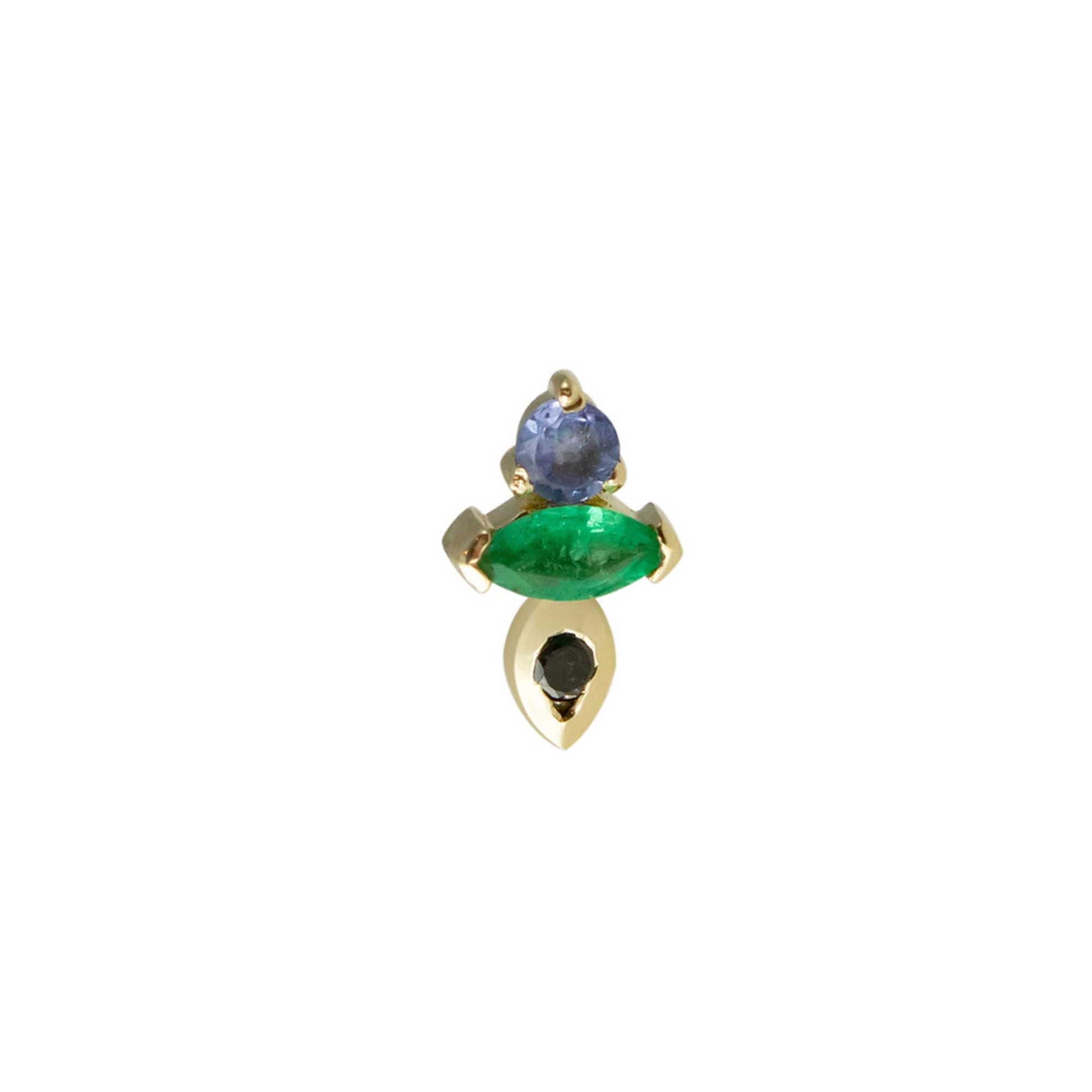 Metier AM-PM Tri Stud with Emerald, Black Diamond, Tanzanite Single at EC One London