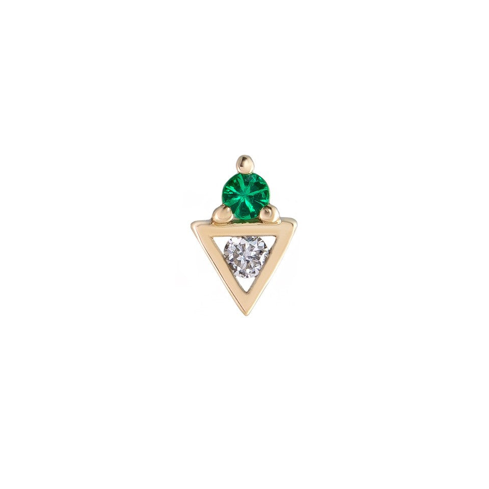 AZ Tri Stud with Emerald and Diamond Single