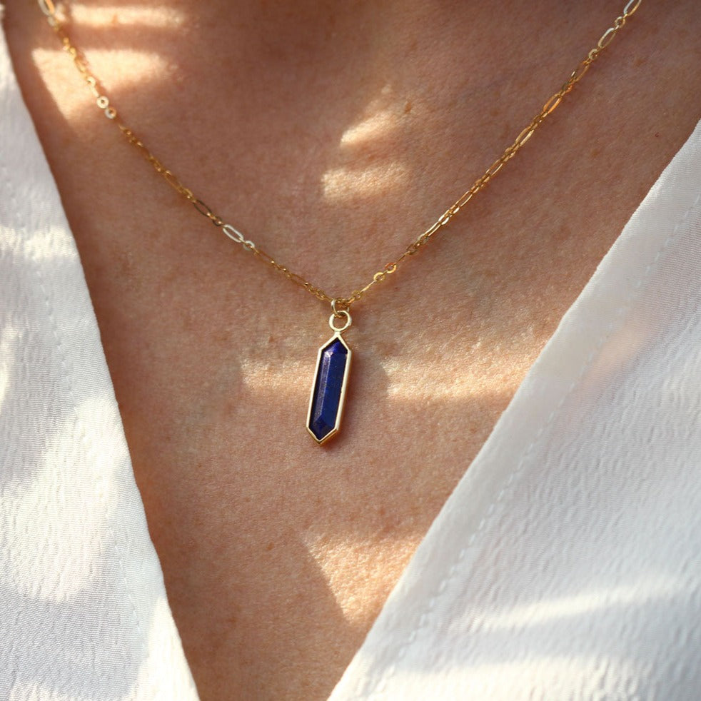 Metier "Roma" Chain Necklace with "Hexa" Lapis Pendant at EC One
