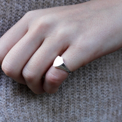 Shield Silver Signet Ring