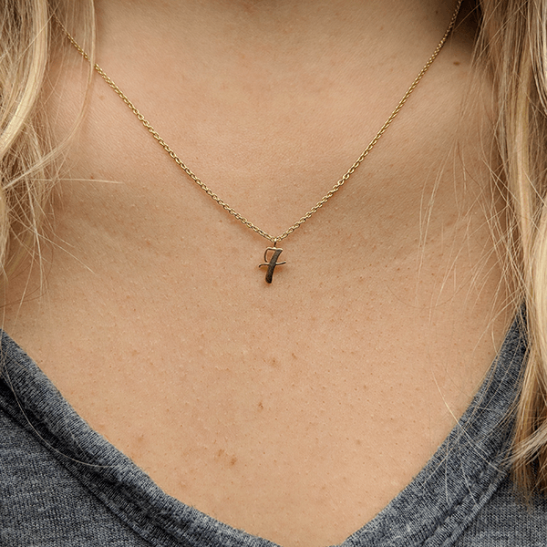 EC One recycled Gold Number "7" charm pendant necklace lucky 7