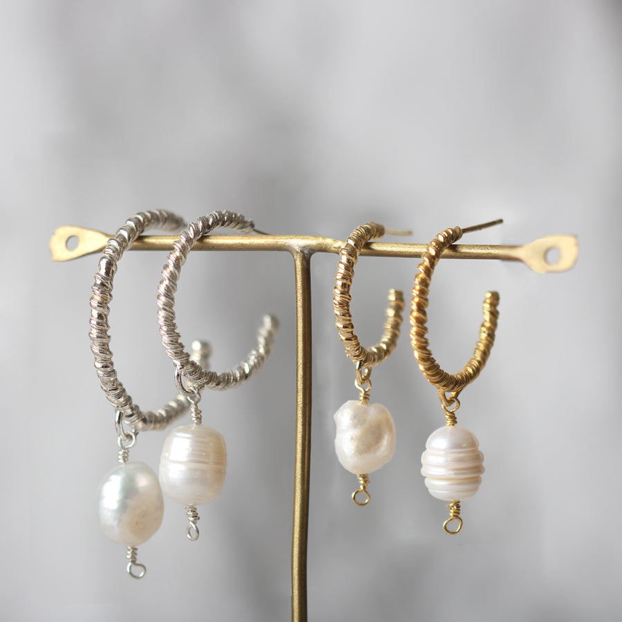 Natalie Perry Organic Hoops with Baroque Pearl Drops at EC One