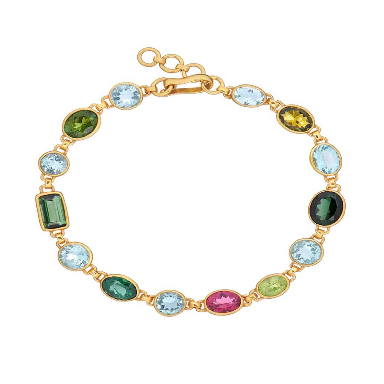 Pomegranate Prismatic Tourmaline & Blue Topaz Bracelet at EC One London