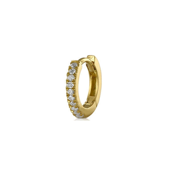 Small Single Diamond Gold Hoop Earring