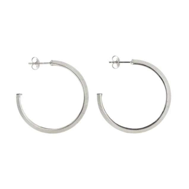Zoe and Morgan at EC One London Tasa Silver Hoop Earrings at EC One