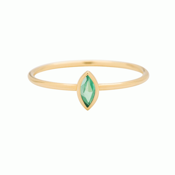 EC One Metier Vertical Marquise Emerald Gold Stacking Ring