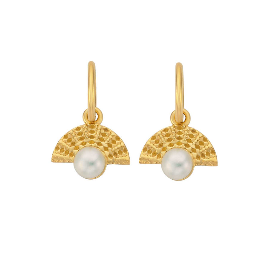 Calypso Pearl Drop Earrings Gold Plated by Zoe & Morgan at EC One London