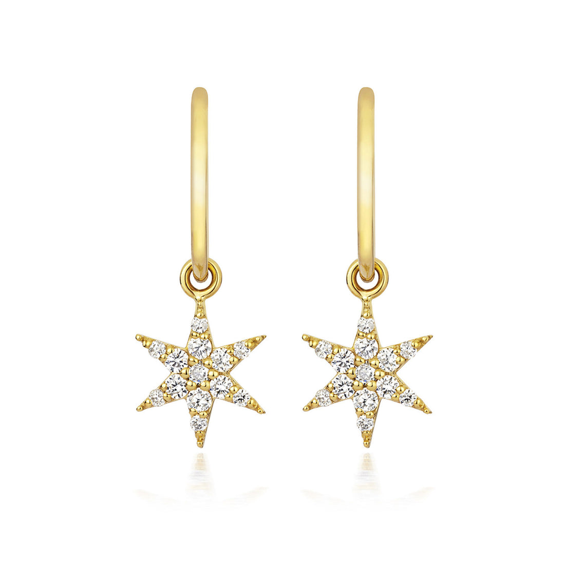 EC One Zoe & Morgan Mini Anahata Diamond Star Gold Drop Earrings
