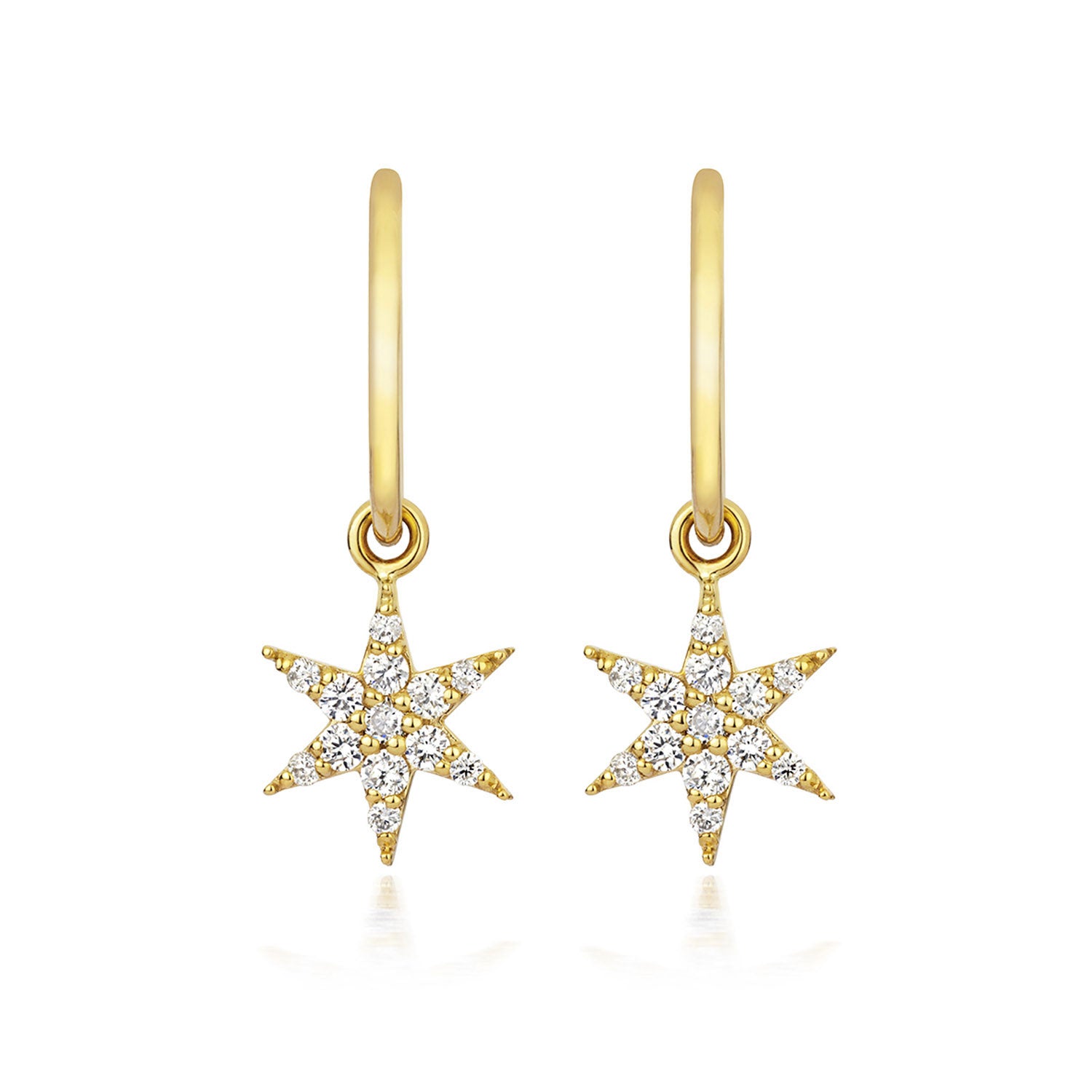 EC One Zoe & Morgan Mini Anahata Diamond Star Gold Drop Earrings