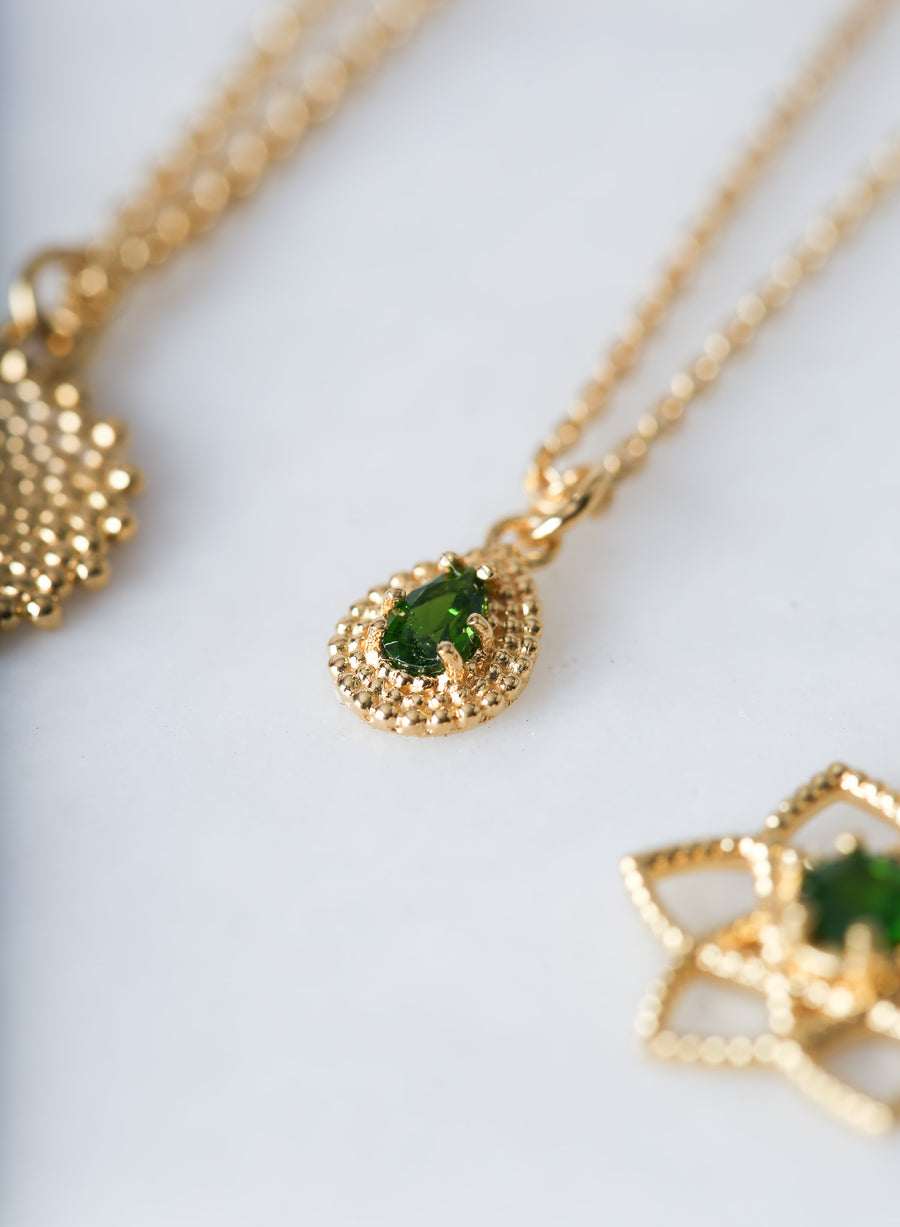 Zoe & Morgan ALTHEA Gold Plated Necklace with Chrome Diopside at EC One London